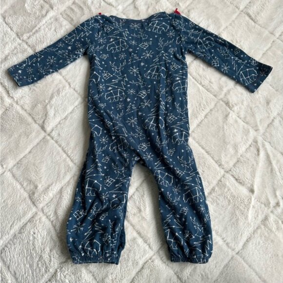 Burt's Bees Baby | Navy Blue Stars Constellation Ruffle Romper | Size 3-6 Months - Picture 6 of 9